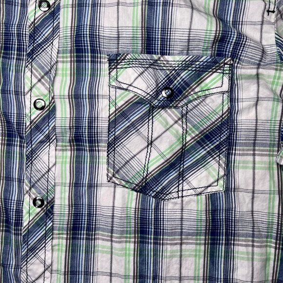 Skully Long Sleeve Button Down Dress Shirt Plaid Lightweight Flannel Size Large - Picture 4 of 7